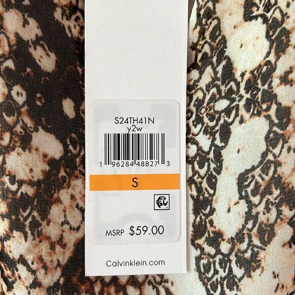 NEW Calvin Klein Snakeskin Print V Neck Top - Picture 2 of 6